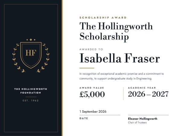 Bursary certificate template