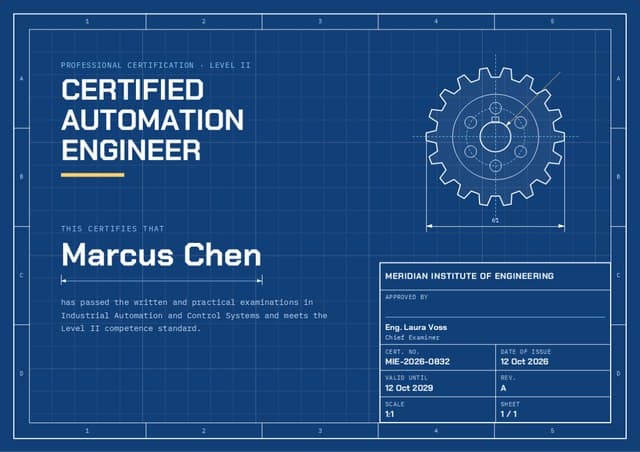 Blueprint certificate design