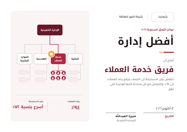 قالب شهادة أفضل قسم بتصميم عنابي ونجوم، مقاس A4 أفقي