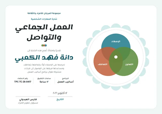 قالب شهادة المهارات الشخصية بتصميم أزرق بحري وزهور، مقاس A4 أفقي