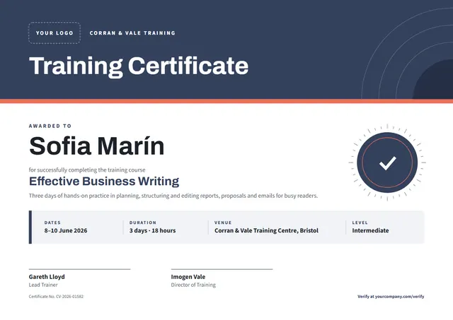 Charcoal Badge Training Certificate template, A4 landscape, in charcoal grey