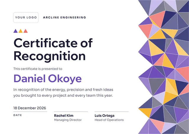 Purple Modern Blank Certificate template, A4 landscape, in purple