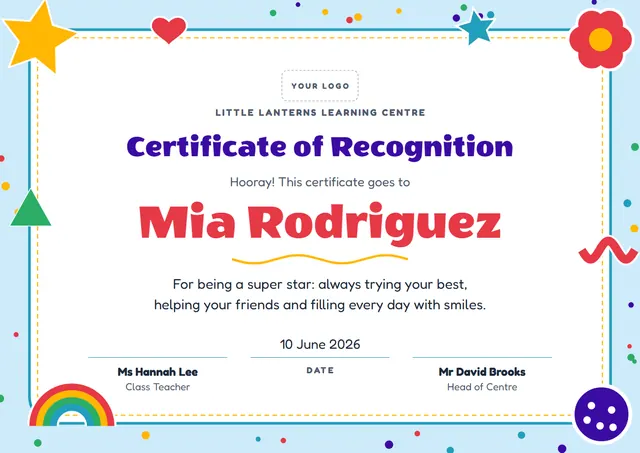 Red Starry Blank Certificate template, A4 landscape, in red