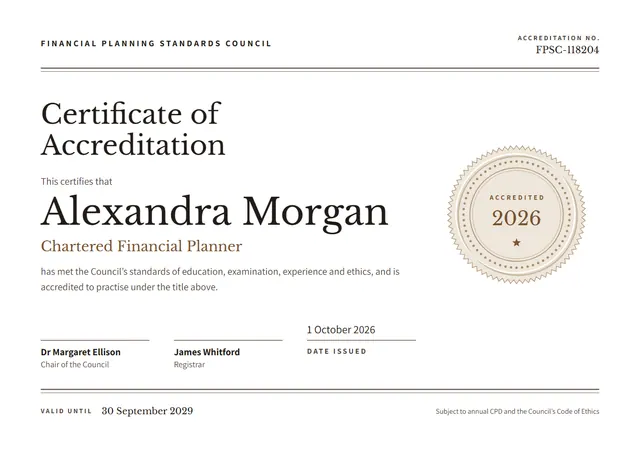 Chocolate Seal Professional Accreditation Certificate template, A4 landscape, in chocolate