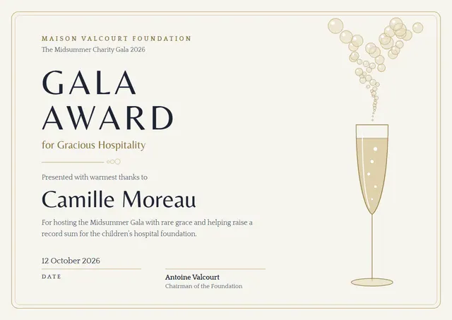 Slate Wave Gala Award template, A4 landscape, in slate grey