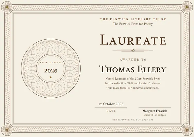 Chocolate Rosette Laureate Award template, A4 landscape, in chocolate