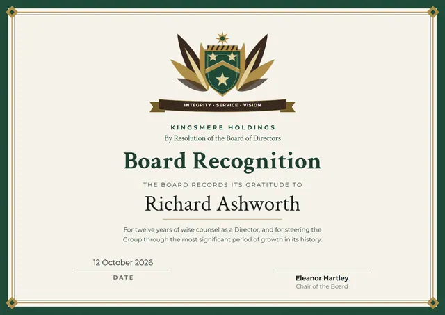 Forest Green Starry Board Recognition Award template, A4 landscape, in forest green