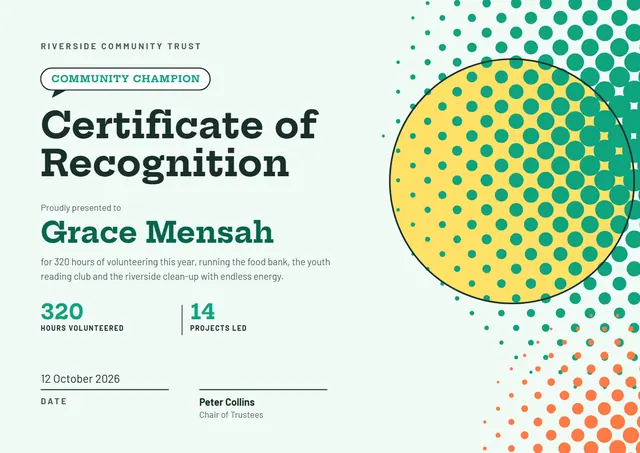 Sunshine Yellow Sunburst Certificate of Recognition template, A4 landscape, in sunshine yellow