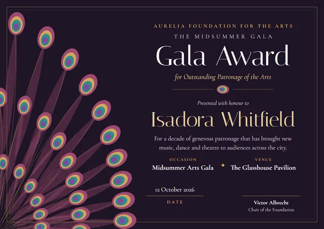 Raspberry Double-Border Gala Award template, A4 landscape, in raspberry