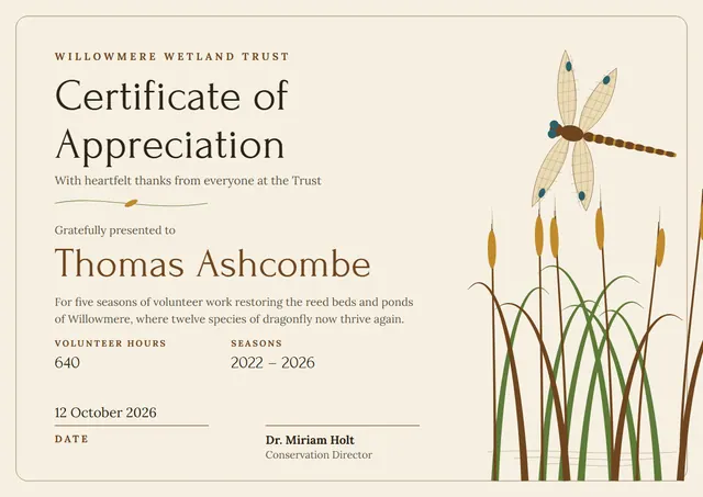 Chocolate Wave Certificate of Appreciation template, A4 landscape, in chocolate