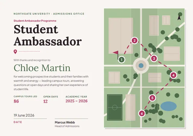Sage Starry Student Ambassador Certificate template, A4 landscape, in sage