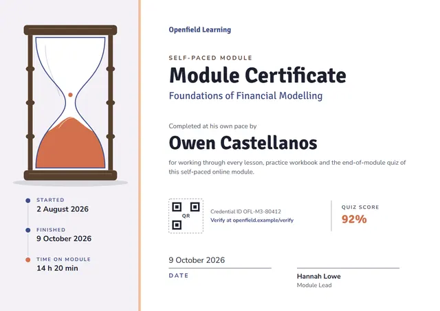 Slate Ornate Self-paced Module Certificate template, A4 landscape, in slate grey