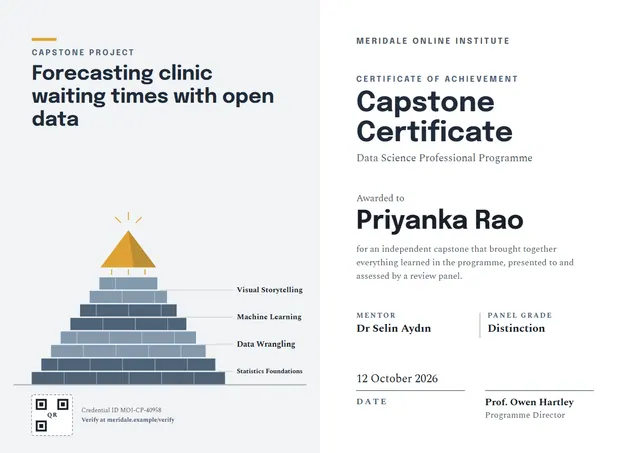 Slate Chart Capstone Project Certificate template, A4 landscape, in slate grey