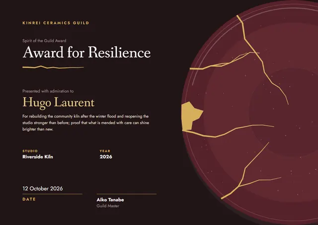 Black Wave Resilience Award template, A4 landscape, in black