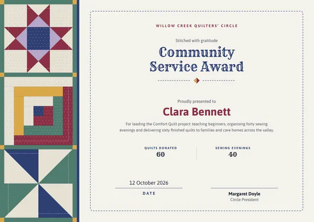 Slate Ribbon Community Service Certificate template, A4 landscape, in slate grey
