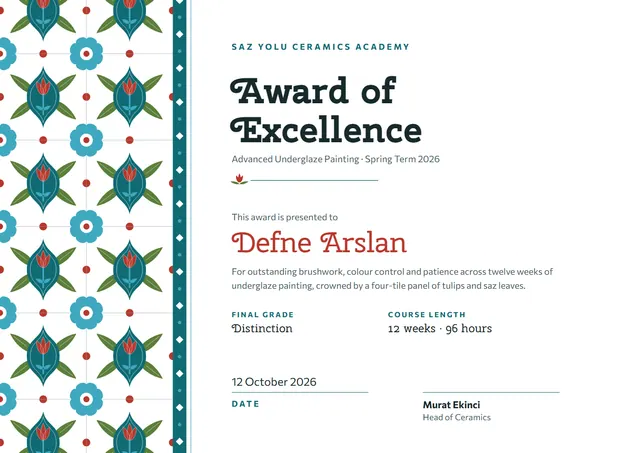Terracotta Rosette Award of Excellence template, A4 landscape, in terracotta